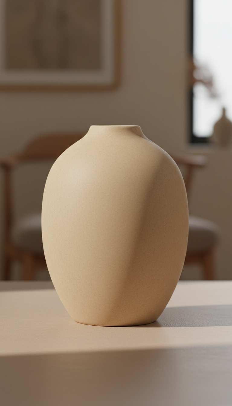 Curved Ceramic Vase Driftwood Beige