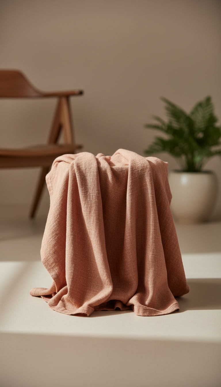 Soft Terracotta Linen Throw Blanket