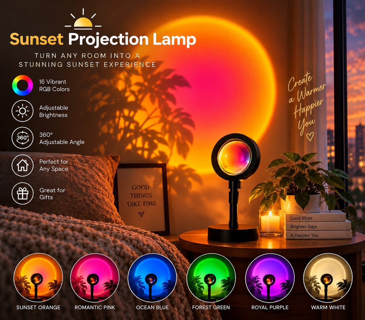 Sunset Projection Lamp Rainbow Atmosphere Night Light